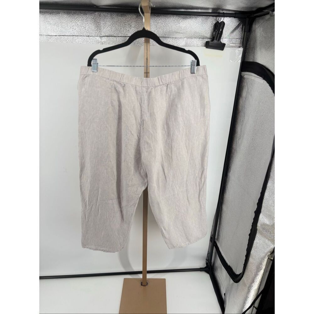 J.Jill Love Linen Natural Beige Cropped Pants Pull-On Elastic Waist Pockets XL - Picture 8 of 11
